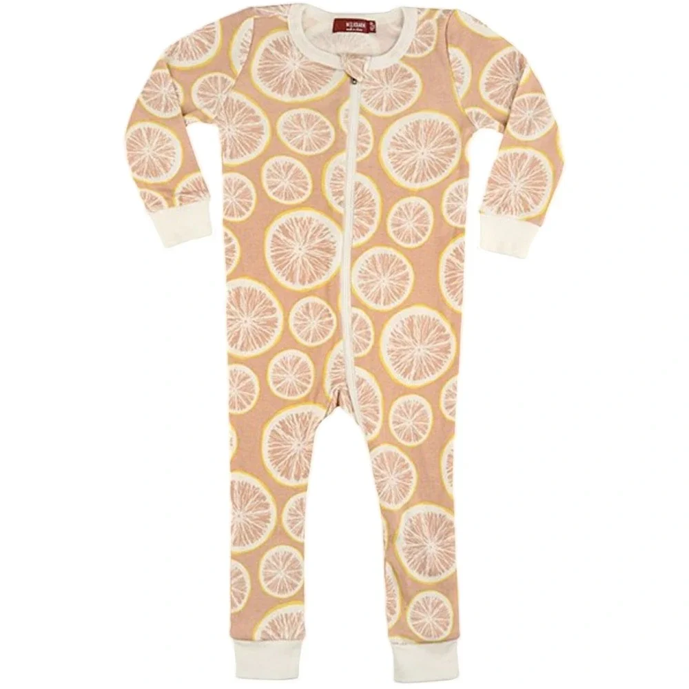 MILKBARN Baby 18 24 Mo Pink Organic Cotton Pajamas Zipper 1pc Sleeper Grapefruit